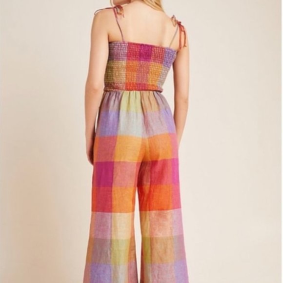 NWOT Anthropologie DRA Sierra Smocked Linen Boho jumpsuit - Picture 6 of 7
